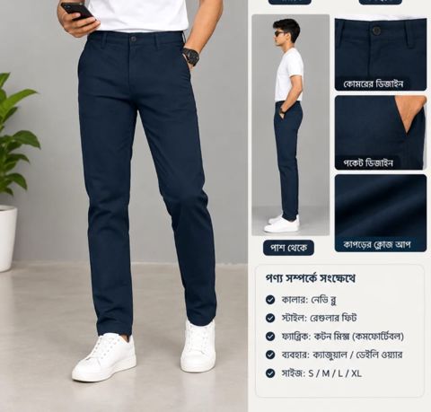 পুরুষদের লাইট ব্লু চিনো প্যান্ট