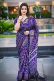 প্রিমিয়াম হাফ সিল্ক চুনরি প্রিন্ট শাড়ি উইথ ব্লাউজ পিস