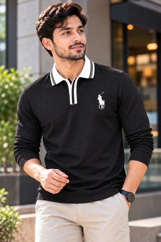 Embroidery Full Sleeve Polo Shirt