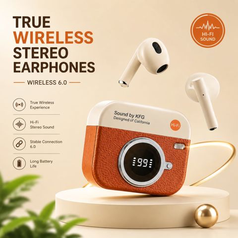 Q86 Retro Camera Design True Wireless Earbuds